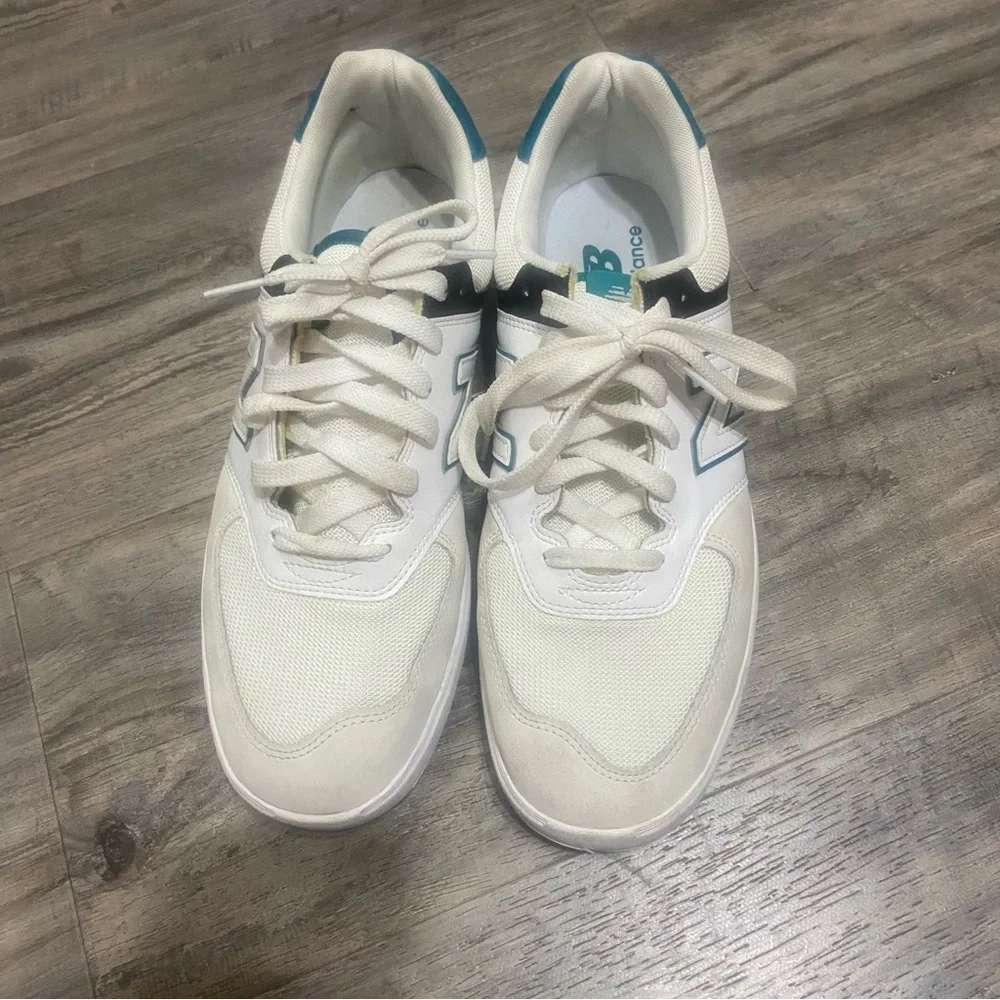 New Balance White and Teal Athletic Shoes